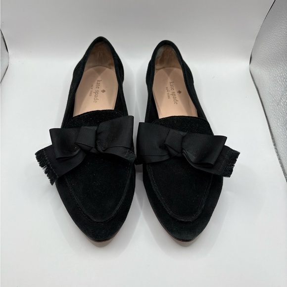 KATE SPADE Cosetta Too Black Suede Bow Loafers - Picture 2 of 10